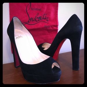 Christian Louboutin Suede Peep Open Toe Heels
